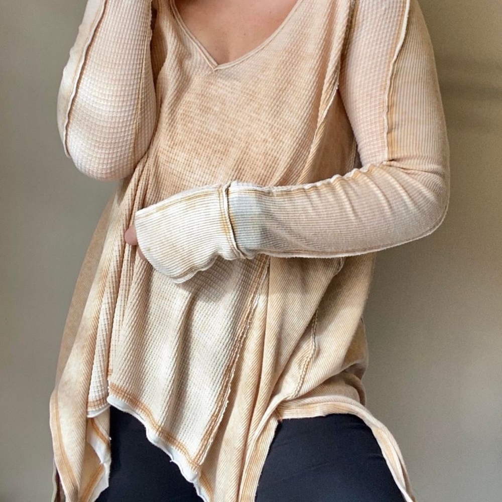 Free People waffle/knit henley long sleeve